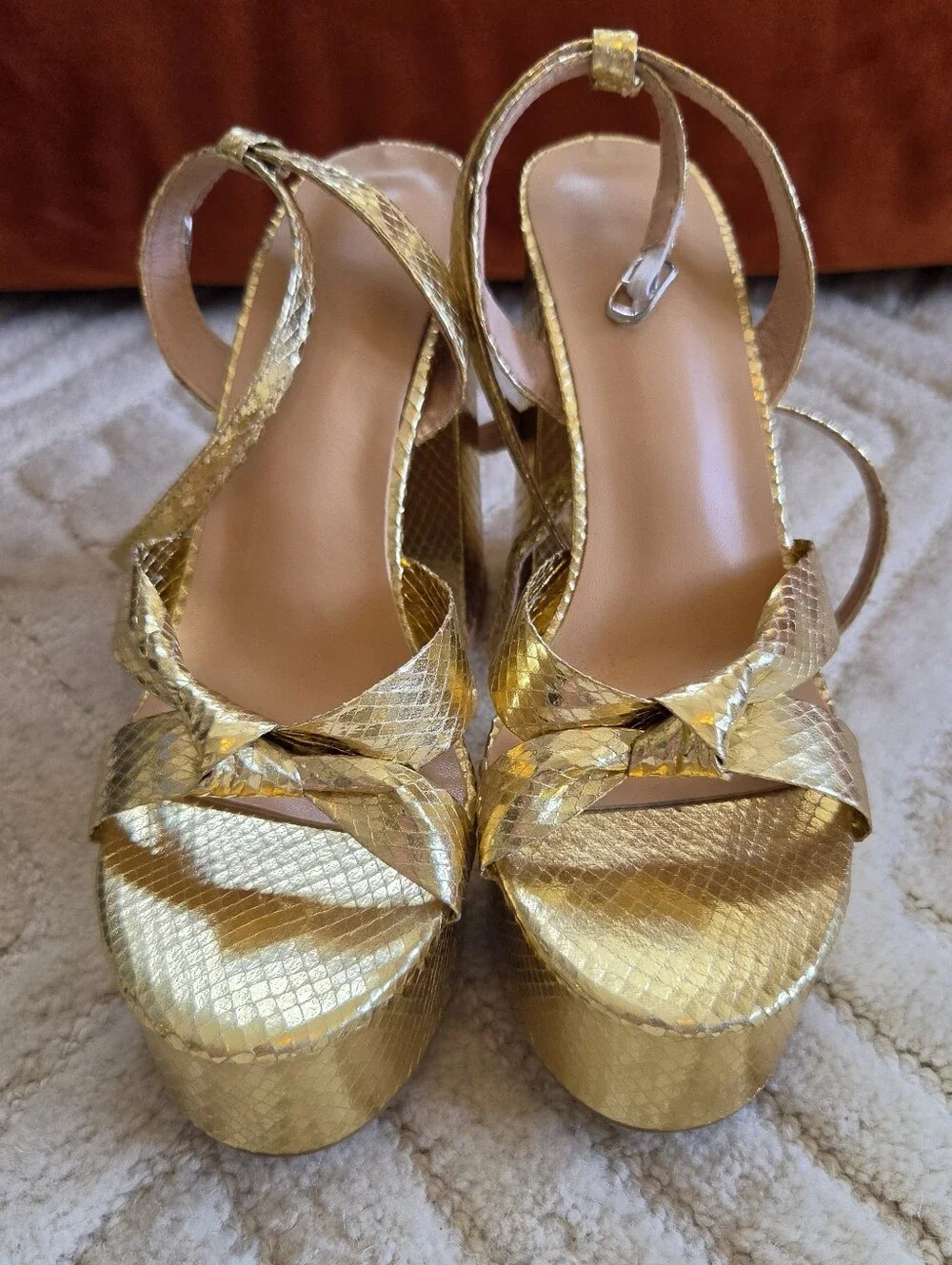 Gold Platform Heel Sandals - Women